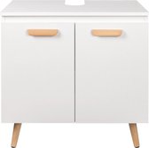 Wastafel Onderkast - Badkamer Kast - Wastafelmeubel - Wastafel Onderkast met Uitsparing - Wastafelonderkast - Badkamerkast - Wastafelkast - Onderkast - Houten Poten - Wit