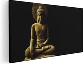 Artaza Canvas Schilderij Gouden Boeddha Beeld In Meditatie  - 60x30 - Foto Op Canvas - Canvas Print