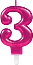 verjaardagskaars ''3'' roze 9,3 cm