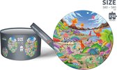 Nixnix - Ronde puzzel - 150 stukjes - Speelgoed - Dino - Cadeautip - Kinderen - Met opbergdoos