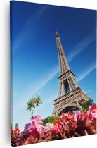 Artaza Canvas Schilderij Eiffeltoren In Parijs Met Bloemen - 40x50 - Foto Op Canvas - Canvas Print