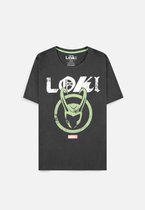 Marvel Loki Heren Tshirt -XL- Logo Badge Zwart