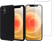 Geschikt voor iPhone 13 Pro hoesje - Matte Backcover Zwart + Screenprotector