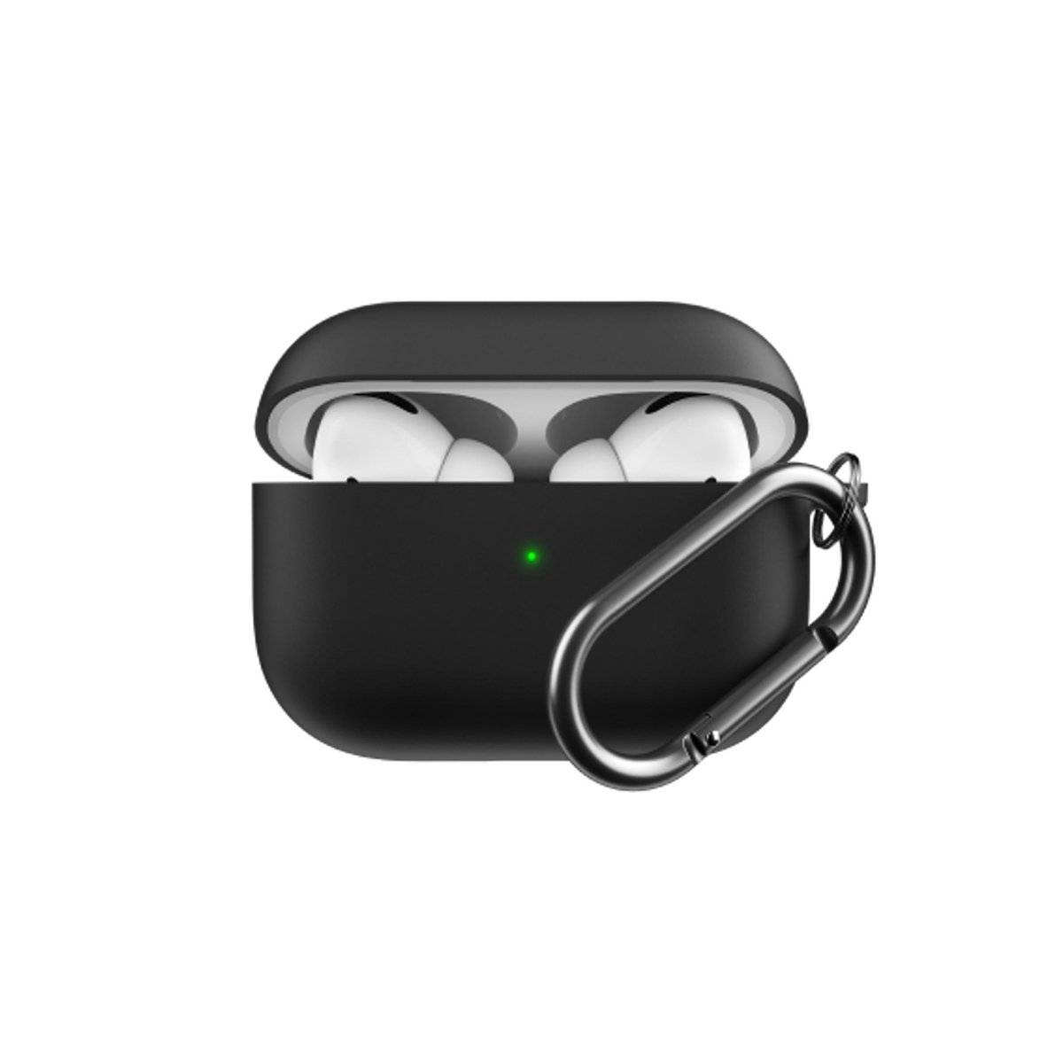 KeyBudz HybridShell Series AirPods Pro Soft Case with Keychain - Wristband, Wireless charging compatible, Black