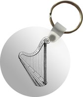 Sleutelhanger - Retro - Harp - Muziek - Plastic - Rond - Uitdeelcadeautjes