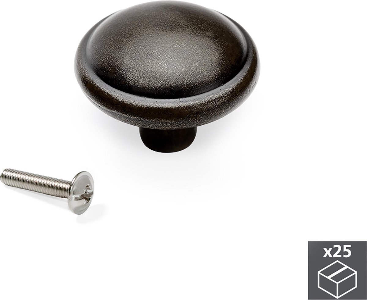 Emuca Meubelknop, D. 32 mm, Zamak, Zwart, 25 st.