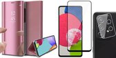 Samsung Galaxy A52s Hoesje - Spiegel Book Case - Roze - Met Full Screenprotector en Camera Screen Protector