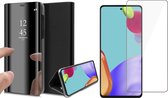 Hoesje geschikt voor Samsung Galaxy A52s en Screenprotector - Spiegel Book Case - Zwart
