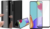 Samsung Galaxy A52s Hoesje en Full Screenprotector - Spiegel Book Case - Zwart