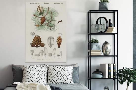 Tableau Toile Arbre - Vintage - Graines - 90x140 cm - Décoration murale