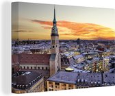 Canvas Schilderij München - Duitsland - Zonsondergang - 120x80 cm - Wanddecoratie