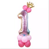 Verjaardag 1 jaar- Roze-Ballonnenset- 1 jaar meisje- decoratie- feestversiering