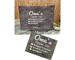 Vilten Boodschappen - Shopper -Oma`s oppas tas  - Verjaardag - Geschenk - Geboorte -  Gepersonaliseerd  Cadeau - Moederdag Kleur Antraciet