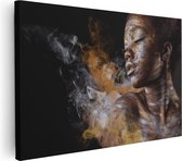 Artaza Canvas Schilderij Afrikaanse Vrouw Met Zilver En Goud - 90x60 - Foto Op Canvas - Canvas Print - Muurdecoratie