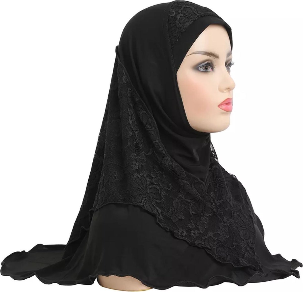 Mooie zwarte hoofddoek, hijab, hoofddeksel.