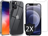 Hoesje geschikt voor iPhone 13 Pro - Shock Proof Case met 2x Screenprotector - Transparant