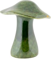 Paddenstoel Beeldje - Herfstdecoratie - Glazed Groen - 20cm - Aardewerk