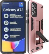 Stand Shockproof Telefoonhoesje - Magnetic Stand Hard Case - Grip Stand Back Cover - Backcover Hoesje voor Samsung Galaxy A72 5G - Roze