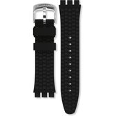 Swatch Horlogebandje - Swatch horlogeband YVS420 Jump High - Silicone - Zwart - bandbreedte 21.00 mm