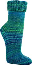 Schitterende kleuren Scandinavische warme sokken – 2 paar - voelt als zelf gebreid – kleur groen / petrol  - maat 35/38