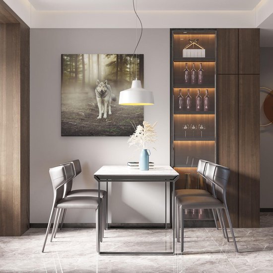 Artaza Peinture Sur Toile Loup Gris Dans La Forêt - 80x80 - Groot - Photo Sur Toile - Impression Sur Toile