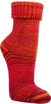Schitterende kleuren Scandinavische warme sokken – 2 paar - voelt als zelf gebreid – kleur rood/oranje  - maat 35/38