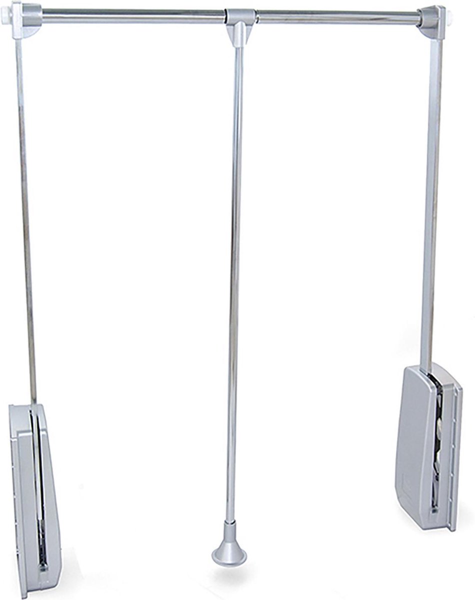 Emuca Opvouwbare garderobestang voor garderobekasten Hang, verstelbaar 600-830 mm, tot 12 kg, Staal, Verchroomd