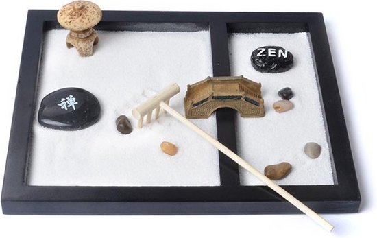 LuXianYS Japanese Zen Sand Garden Set, Mini Zen Garden Set, Mini Table Japanese Zen Gift with Stons, Meditation Gift Set for Home & Office Desk Accessories