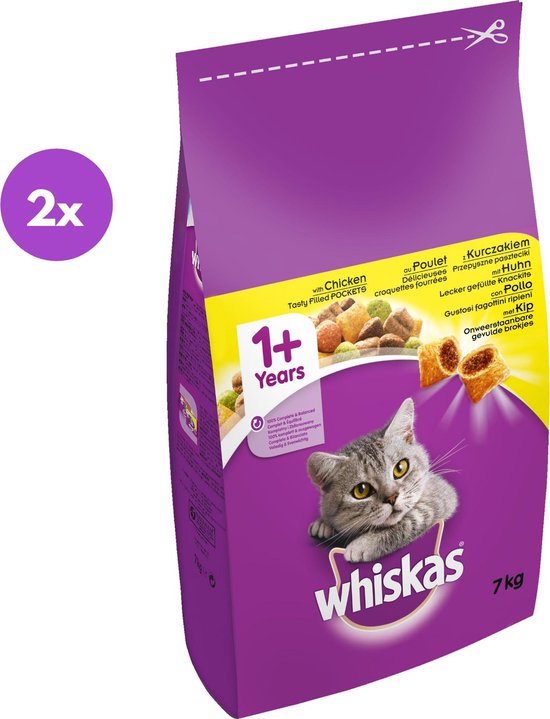 uitbreiden Onvoorziene omstandigheden Het pad Whiskas 7kg droge katten voeding kip - duo pack - 14kg | bol.com