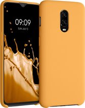 kwmobile telefoonhoesje geschikt voor OnePlus 6T - Hoesje met siliconen coating - Smartphone case in goud-oranje