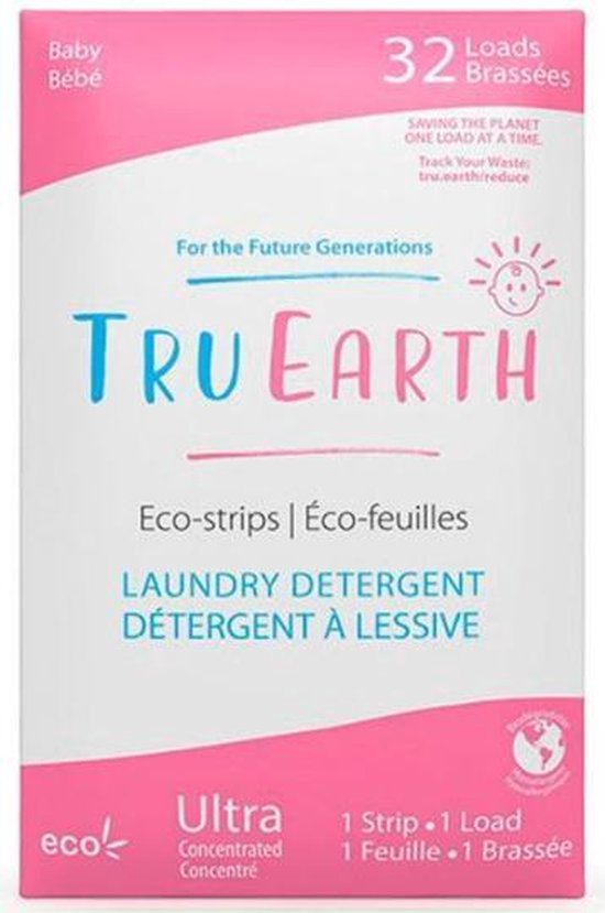 Tru Earth Eco Wasstrips Baby (32 wasbeurten) Duurzaam - Wasmiddel - Waspoeder - 95% ruimtebesparing - Plasticvrij - Zero waste - Vegan