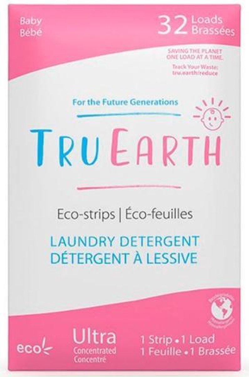 Tru Earth Eco Wasstrips Baby (32 wasbeurten) - duurzaam wasmiddel - 95% ruimtebesparing - plasticvrij - zero waste - vegan