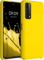 kwmobile telefoonhoesje voor Huawei P Smart (2021) - Hoesje met siliconen coating - Smartphone case in levendig geel