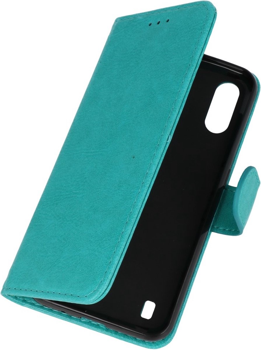 Hoesje Geschikt voor Samsung Galaxy A01 - Kaarthouder Book Case Telefoonhoesje - Groen