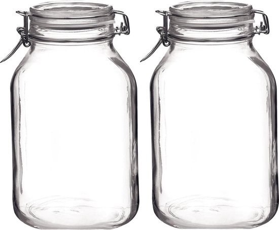 Set de 2 pots de conservation/bocaux de conserve 3 litres avec anneau en  caoutchouc,... | bol.com