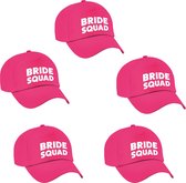 4x Roze vrijgezellenfeest petje Bride Squad dames - Vrijgezellenfeest vrouw artikelen/ petjes