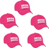 6x Roze vrijgezellenfeest petje Bride Squad dames - Vrijgezellenfeest vrouw artikelen/ petjes