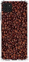 Stevige Bumper Hoesje Geschikt voor Samsung Galaxy A22 5G Smartphone hoesje met doorzichtige rand Koffiebonen