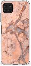 Mobiel Hoesje Geschikt voor Samsung Galaxy A22 5G Telefoon Hoesje met doorzichtige rand Marmer Oranje