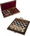 Afbeelding van het spelletje Handgemaakte opvouwbare schaakbord met houten schaakstukken – Luxe schaakset/schaakspel voor volwassenen – Opbergruimte – Hoge kwaliteit – Opvouwbaar – Opklapbaar – Inklapbaar – Schaken – Chess – 40 x 40 cm