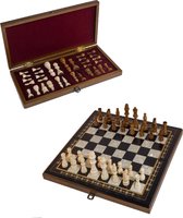 Handgemaakte opvouwbare schaakbord met houten schaakstukken - Luxe schaakset/schaakspel - Opvouwbaar - Inklapbaar - Schaken - Chess - 40 x 40 cm