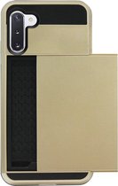 - ADEL Kunststof Back Cover Hardcase Hoesje Geschikt voor Samsung Galaxy Note 10 - Pasjeshouder Goud