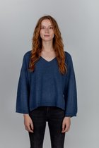 Harmount Dames 100% Cashmere Casual Trui - Denim - Maat L