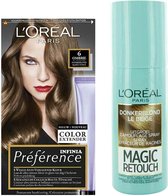L'Oréal Preference Haarkleuring 06 Ombrie - Donkerblond + Magic Retouch Uitgroeispray Donkerblond 75 ml Pakket