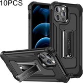 10 PCS Knight Jazz PC + TPU schokbestendige beschermhoes met opvouwbare houder voor iPhone 12/12 Pro (zwart)