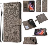 Voor Samsung Galaxy Note9 Huid Voelen Reliëf Zonnebloem Horizontale Flip Lederen Case met Houder & Kaartsleuven & Portemonnee & Lanyard (Grijs)