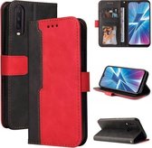 Voor vivo Y17 / Y15 / Y12 / Y11 / Y3 / U10 / U3x Zakelijke stiksels-kleur Horizontale Flip PU lederen tas met houder & kaartsleuven & fotolijst (rood)