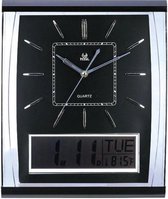AMPLUS Silent Sweep Wall Clock With Large Digital Month/Date/Day Calendar Display In Black