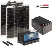 WL4 SOLAR-KIT-260B50-20F complete zonne-energie kit met 12V 26Ah accu, snoer, 2x 50W flexibel zonnepaneel en controller - zonnepanelen pakket solar energy voor caravan camper boot