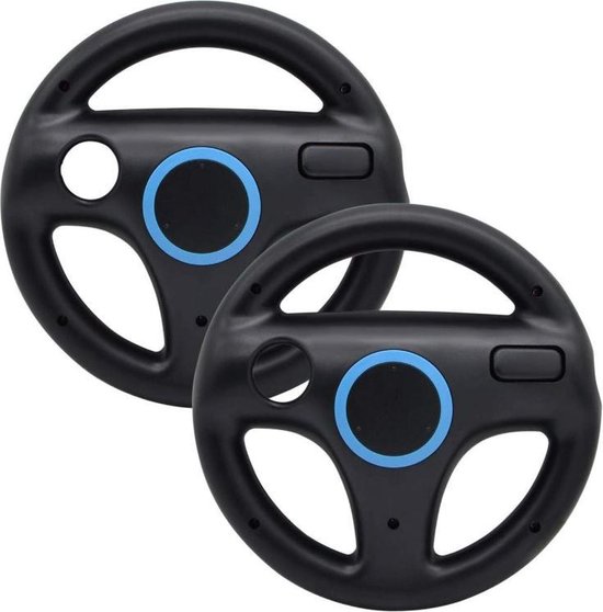 Cablebee Stuur / Wheel geschikt voor Nintendo Wii / Wii U Zwart - 2 Stuks